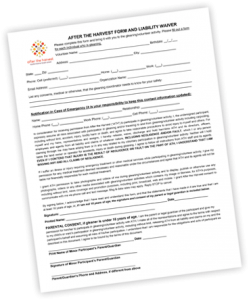 After the Harvest Form and Liability Waiver